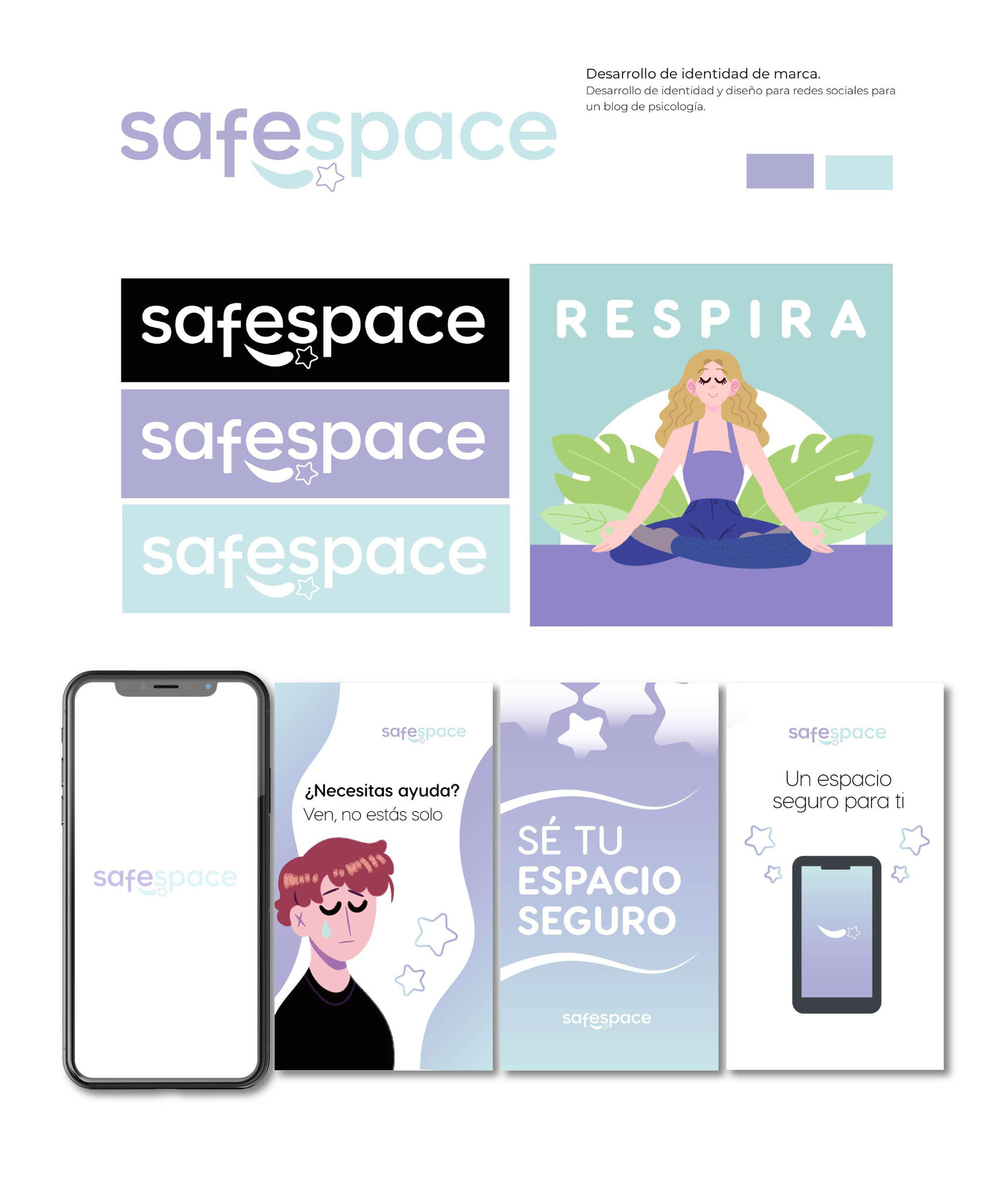 Logo , visual branding and social media assets for a mental health blog and app